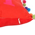 Red Holly Jolly Cushion with Pom Poms
