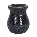 Pequeño quemador de aceite y calentador de cera de cristal craquelado negro
