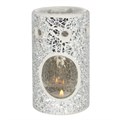 Silver Pillar Crackle Glass Oil Burner & Wax Warmer