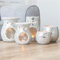 Silver Pillar Crackle Glass Oil Burner & Wax Warmer
