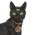 Estatueta de um gato preto sentado