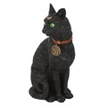 Estatueta de um gato preto sentado