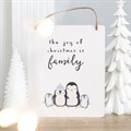 Joy of Christmas Penguin Family Hanging Sign