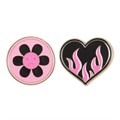 Burning Heart and Sad Flower Pin Badge Set