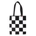 Checkerboard Print Polycotton Tote Bag with Enamel Heart Pin Badge