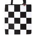 Checkerboard Print Polycotton Tote Bag with Enamel Heart Pin Badge