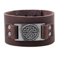 Brown Celtic Shield Knot Leather Cuff Bracelet
