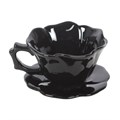 Black Rose Teacup and Saucer