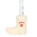 White Cowboy Boot Candle Holder with Taper Candle