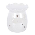 Iridescent White Snowflake Oil Burner and Wax Warmer