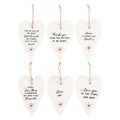 Set of 24 Heart Ceramic Mini Signs on Display