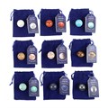 Set of 18 Solar System Gemstone Spheres in Display