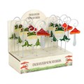 Set of 12 Frog and Toadstool Suncatcher Stakes in Display