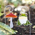 Set of 12 Frog and Toadstool Suncatcher Stakes in Display