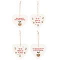 Set of 24 Christmas Pudding Ceramic Hearts on Display