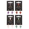 Set of 16 Gemstone Mushroom Earrings on Display