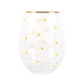 Daisy Print Stemless Wine Glass
