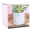 Tile Print Plant Pot with Saucer