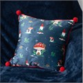35cm Square Gnome Print Cushion with Pom Poms