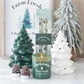 Set of 3 White Fir Tree Taper Candles