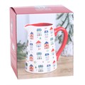 Keramische bloemenkan met kerstmotief