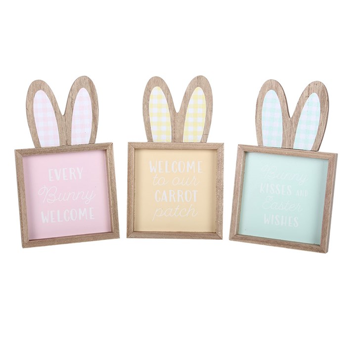 Plaque de Pâques en bois « Oreilles de lapin » 