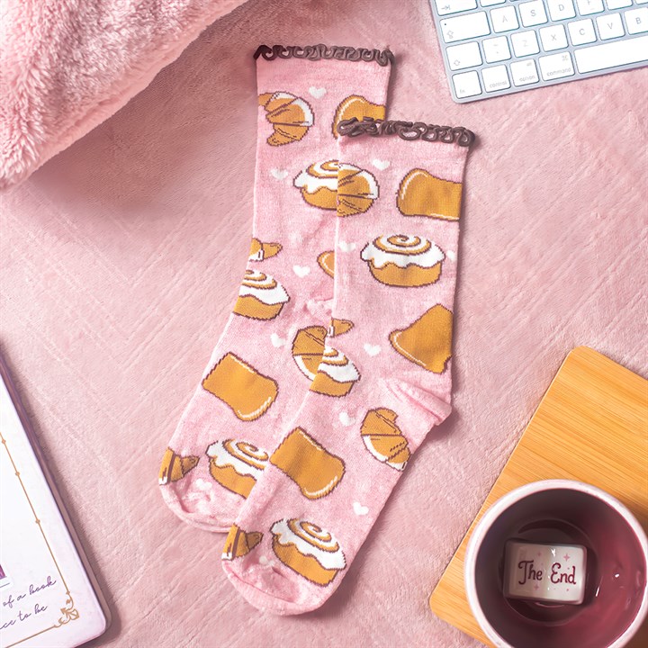 Croissant and Cinnamon Roll Cotton Blend Socks