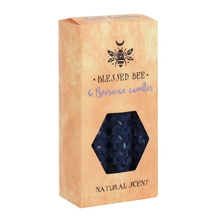 Pack of 6 Blue Beeswax Spell Candles