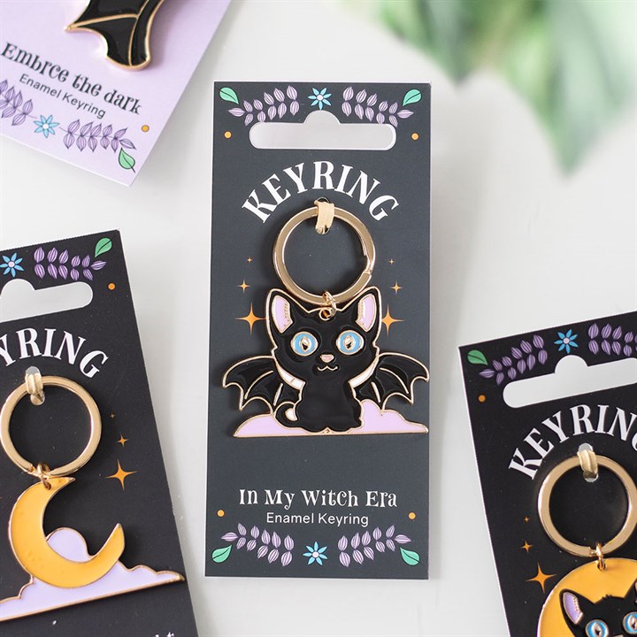 In My Witch Era Cat and Moon Enamel Keyring