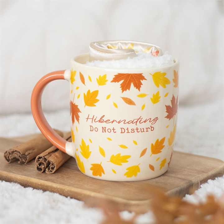 Kit de hibernação de outono com caneca, meias e máscara para os olhos