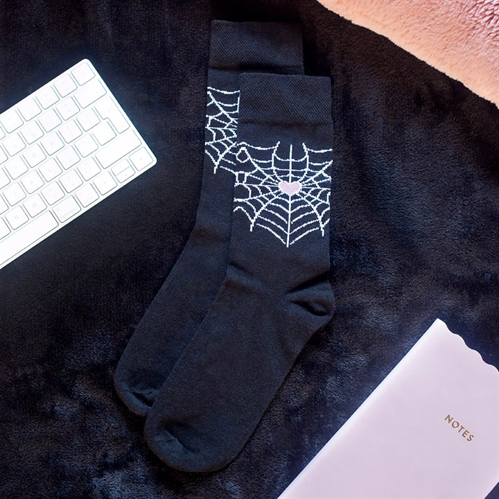 Spiderweb Heart Cotton Blend Socks