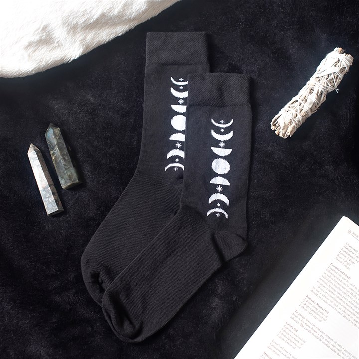Moon Phase Cotton Blend Socks