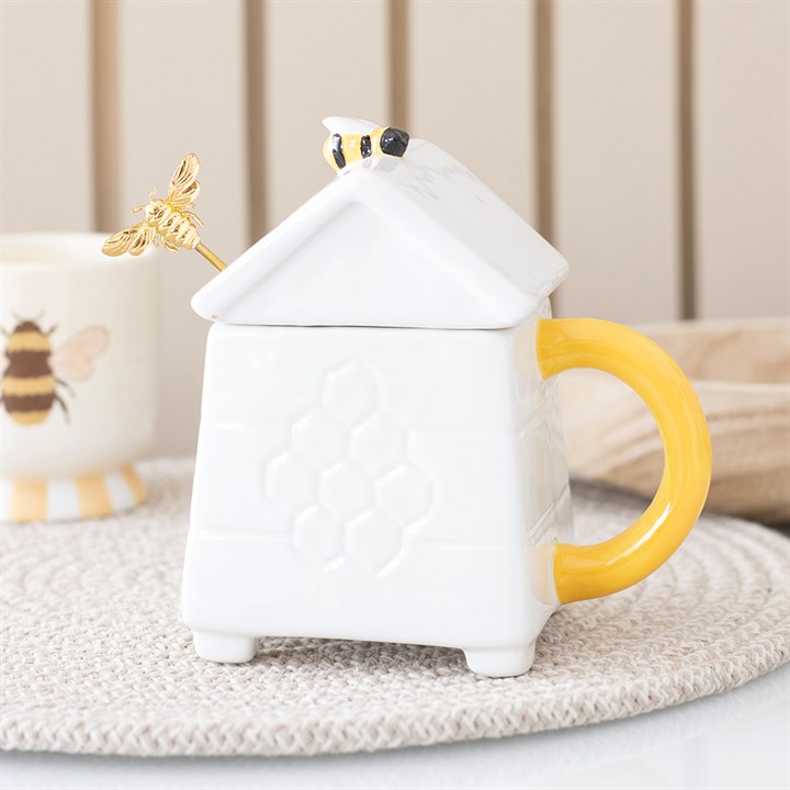White Beehive Mug and Spoon Set