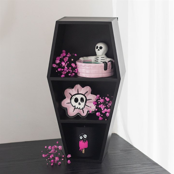 Μικρό μαύρο ράφι σε σχήμα φέρετρου