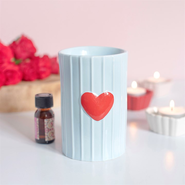 Quemador de aceite con forma de pilar «Corazón azul»