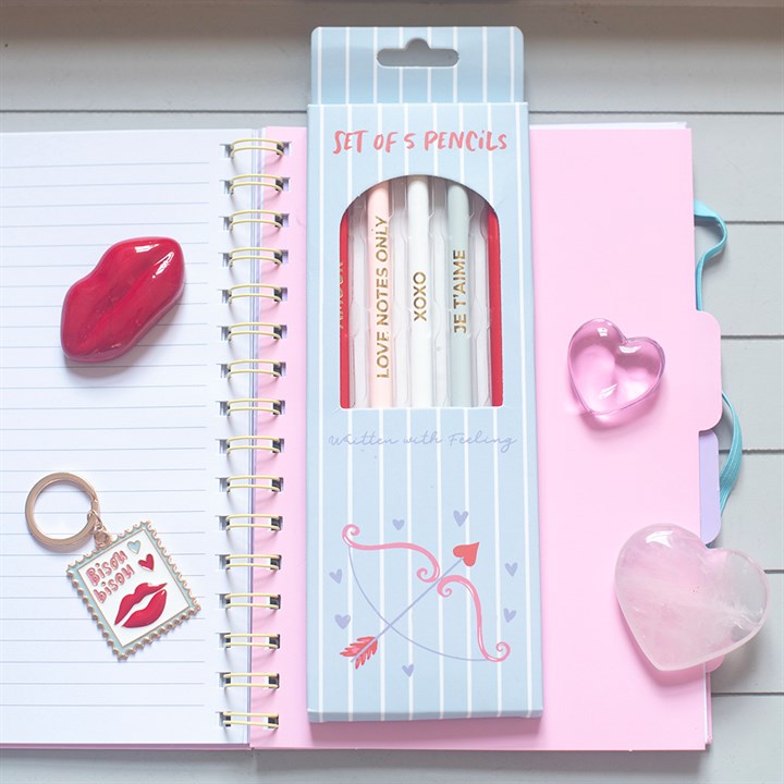Pack of 5 Love Themed Pencils