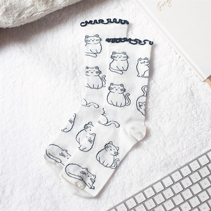 Cat Charm Cotton Blend Socks