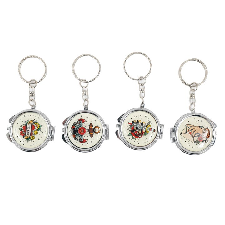 Retro Tattoo Keyring with Mirror