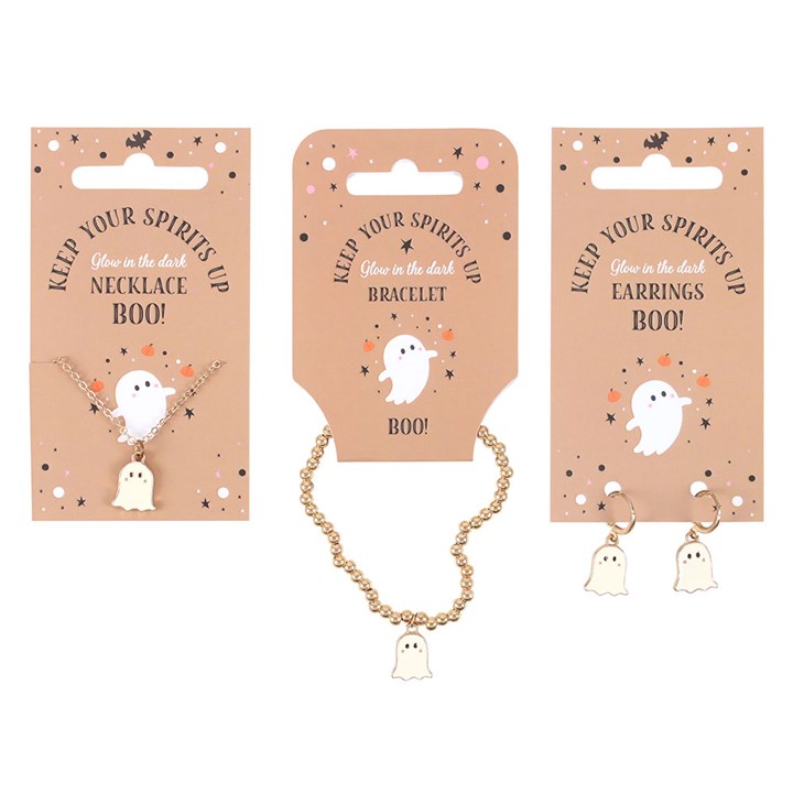 Set of 3 Glow in the Dark Ghost Jewellery Pieces