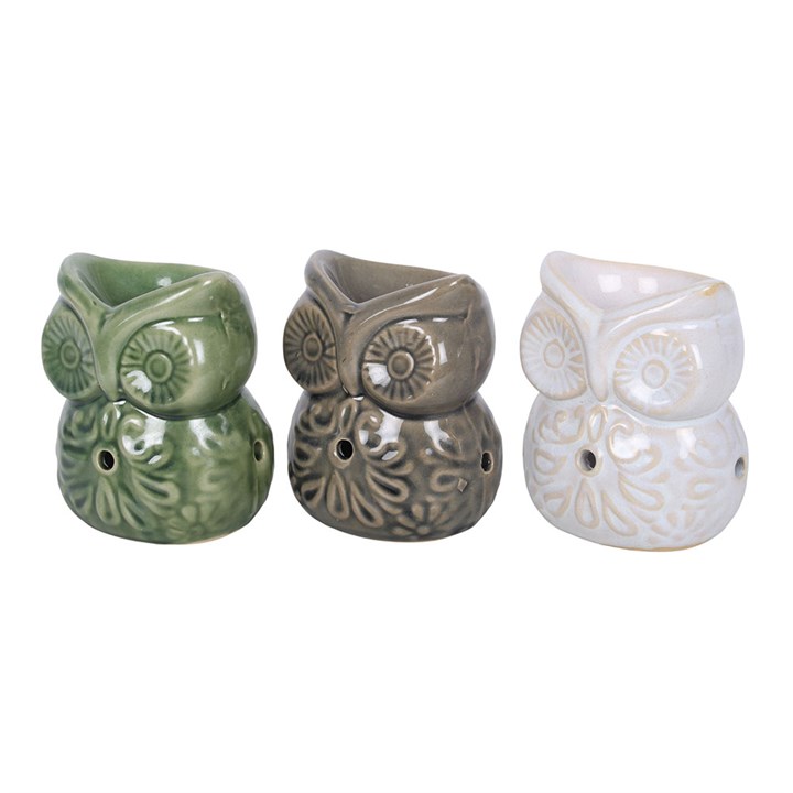 Neutral Ceramic Owl Oil Burner