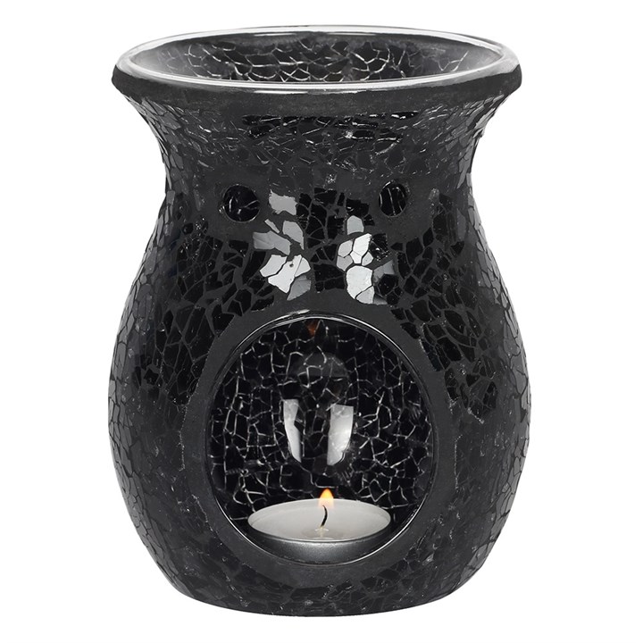 Large Black Crackle Oil Burner & Wax Warmer