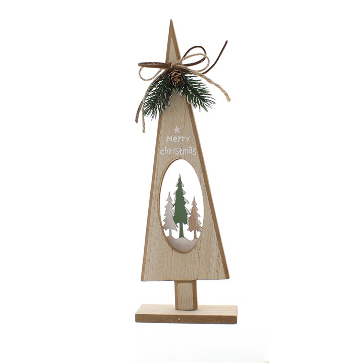 Décoration de Noël en bois en forme d'arbre, 22 cm, à poser