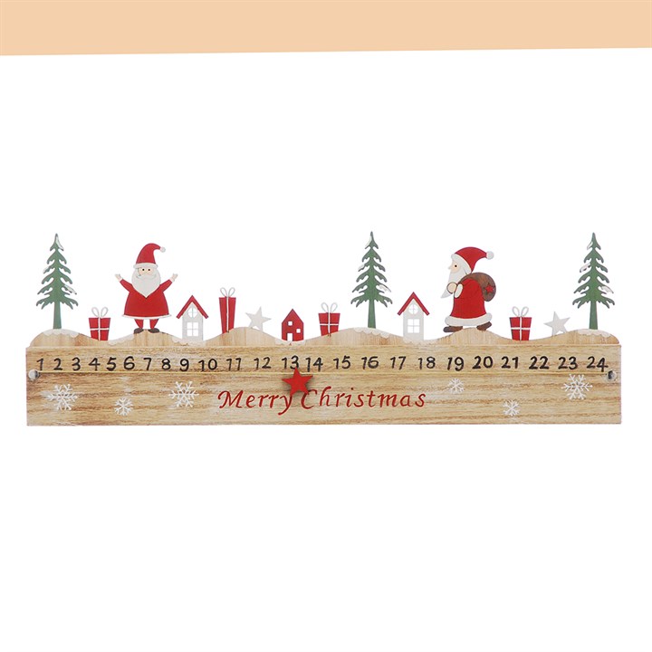 45cm Wooden Advent Calendar with Santa