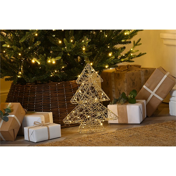 40 cm hoher, leuchtender Glitzerbaum mit Zeitschaltuhr