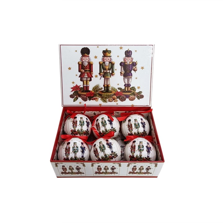 Set of 6 Nutcracker Baubles in Box