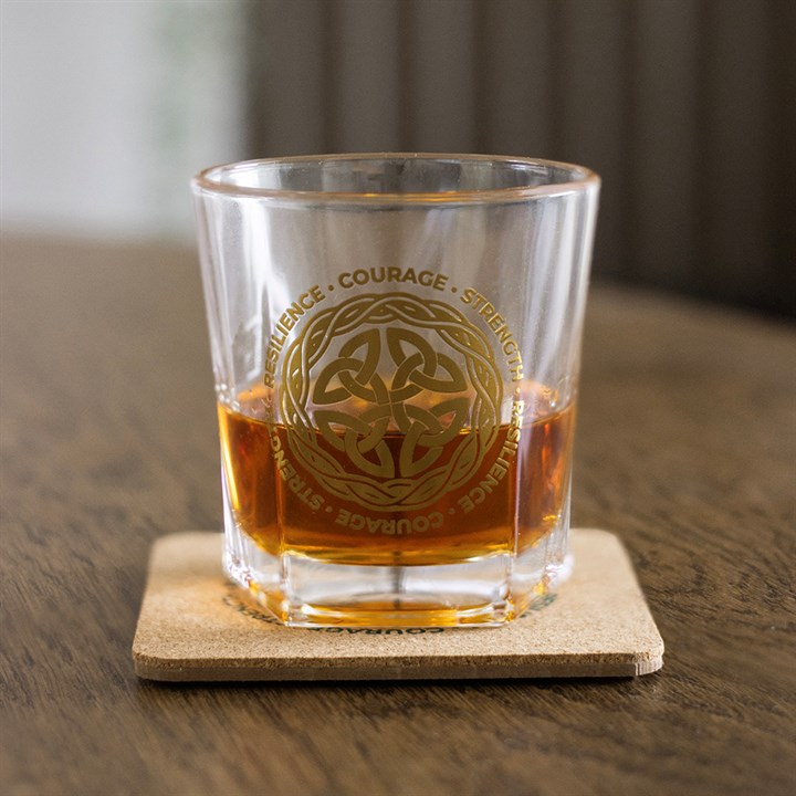 Celtic Shield Knot Lowball Glass with Coaster