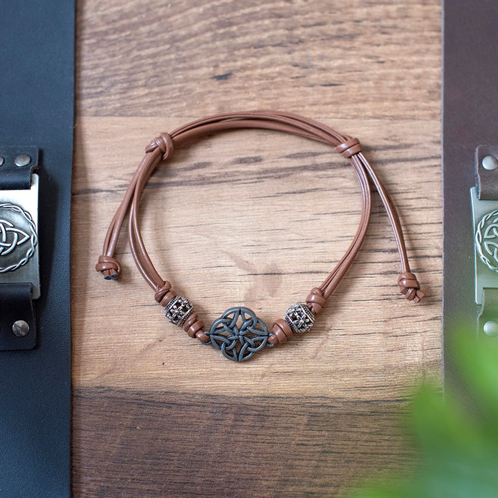 Brown Celtic Shield Knot Cord Bracelet