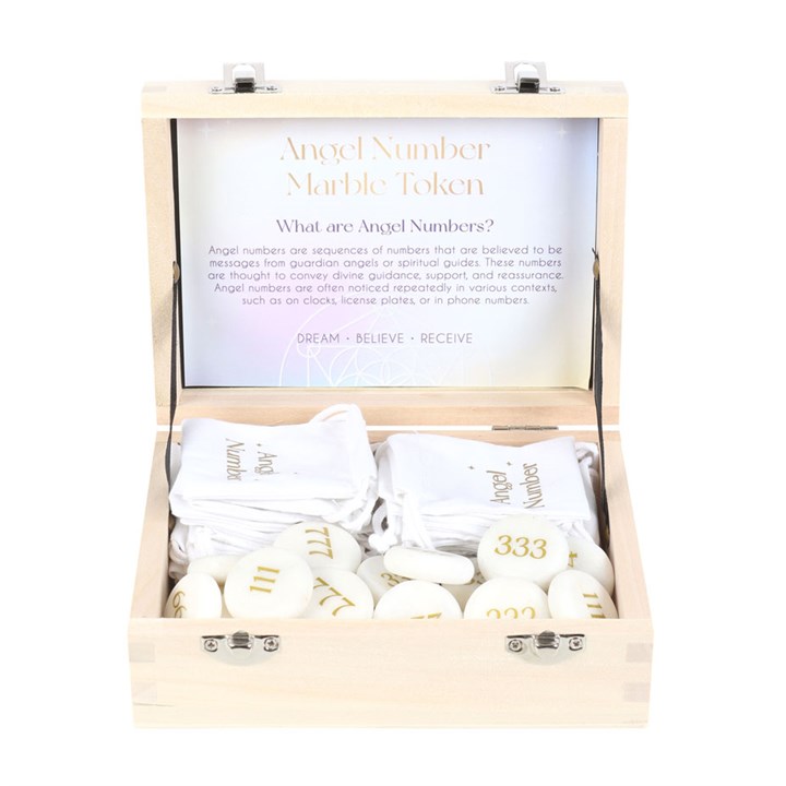 Box of 27 Angel Number Marble Keepsake Stones