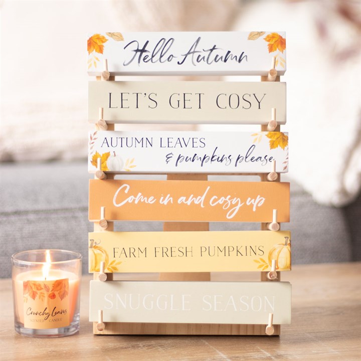 Set of 36 Autumn Block Signs on Display