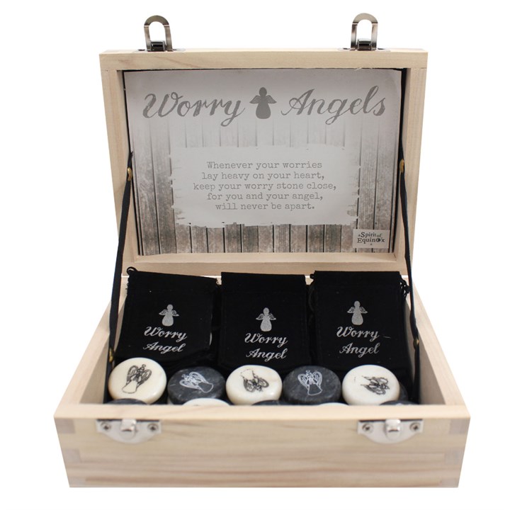 Box of 24 Worry Angel Sentiment Stones